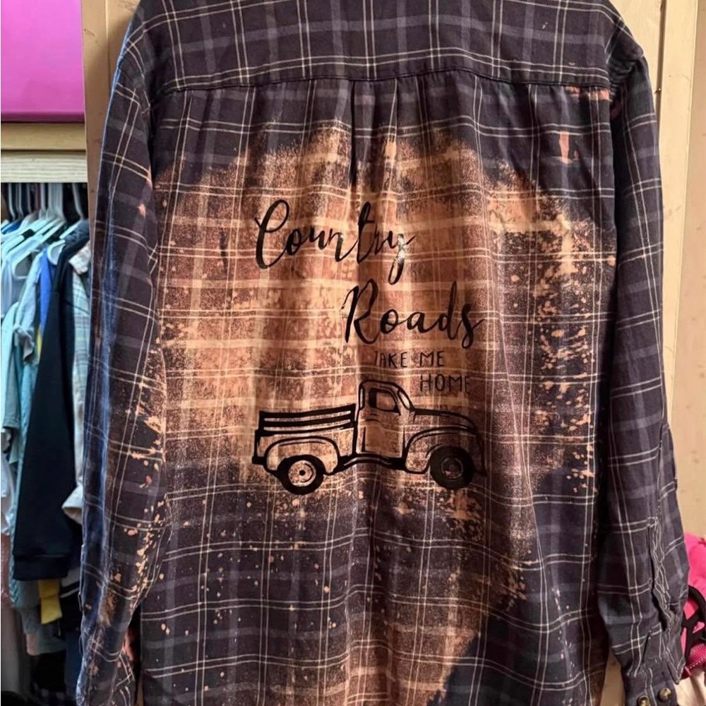 Plaid Shirt with Country Roads Graphic